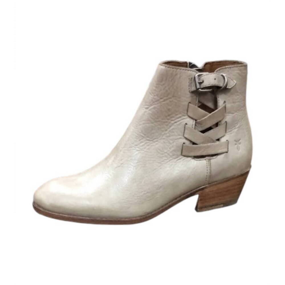 NEW FRYE women's leather ankle booties in bone